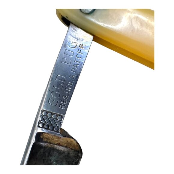 Vtg Gold SR Droescher Straight Razor Original Green Box Shaving Masterpiece READ - Picture 5 of 7